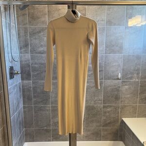 Express Cream Long Sleeve Turtleneck Dress